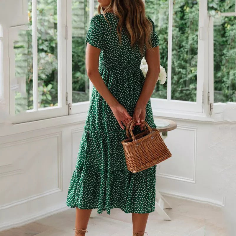 Vintage Print Summer Beach dress