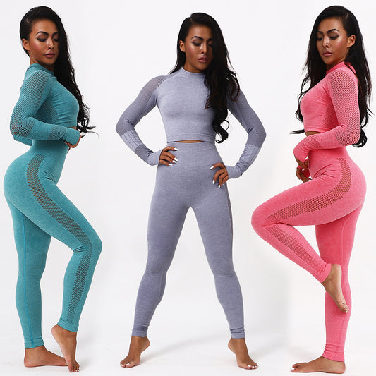 Fitness Leggings+Cropped Sport Suit