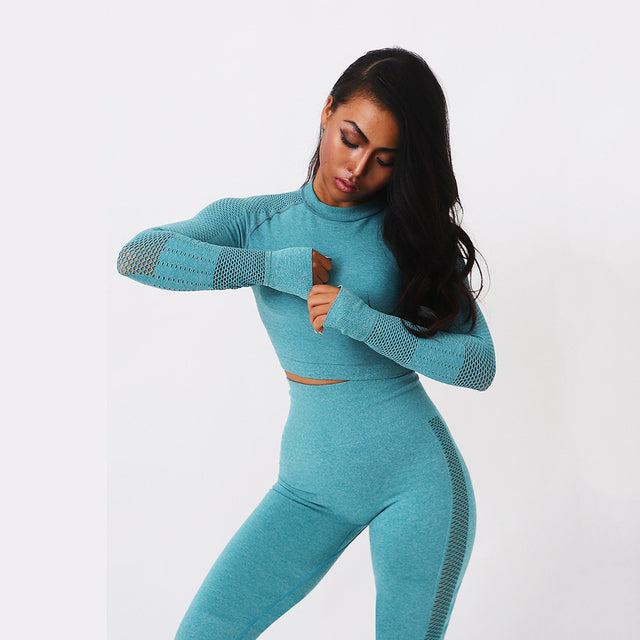 Fitness Leggings+Cropped Sport Suit