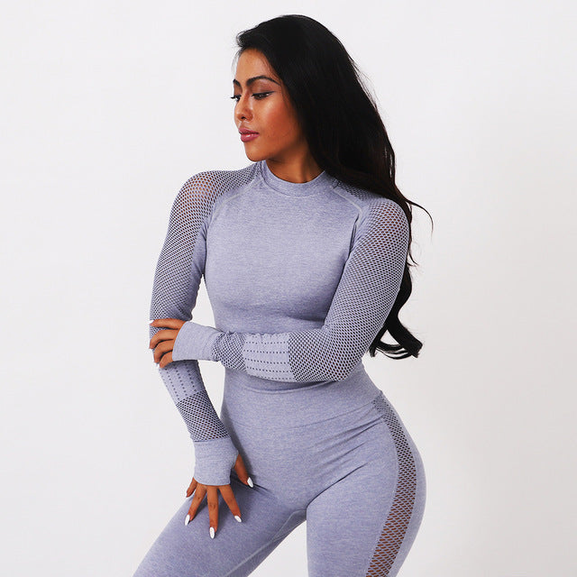 Fitness Leggings+Cropped Sport Suit