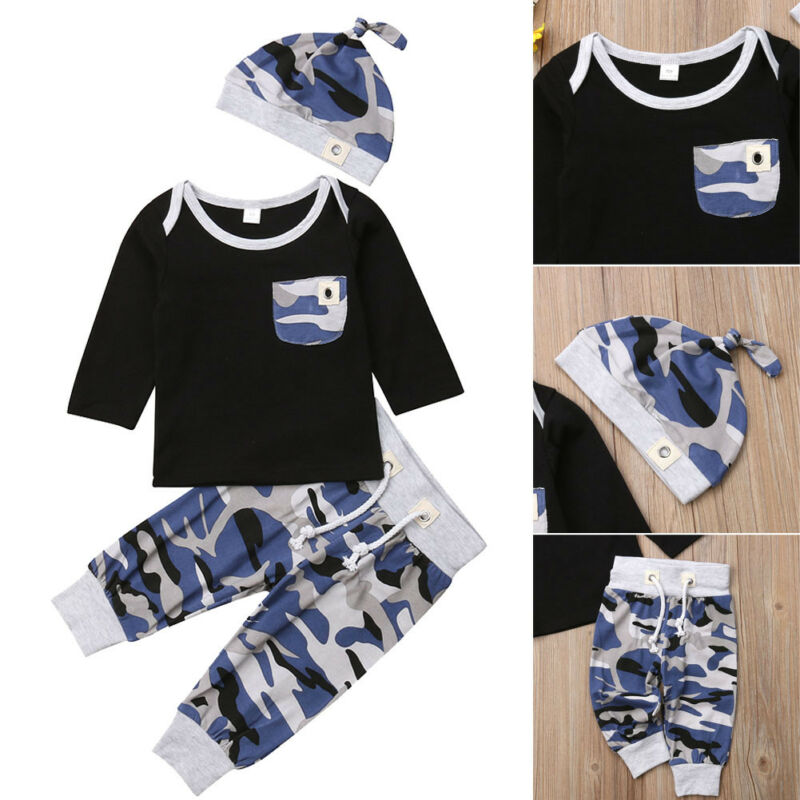 Pudcoco Kids 3Pcs Cotton Camouflage Set
