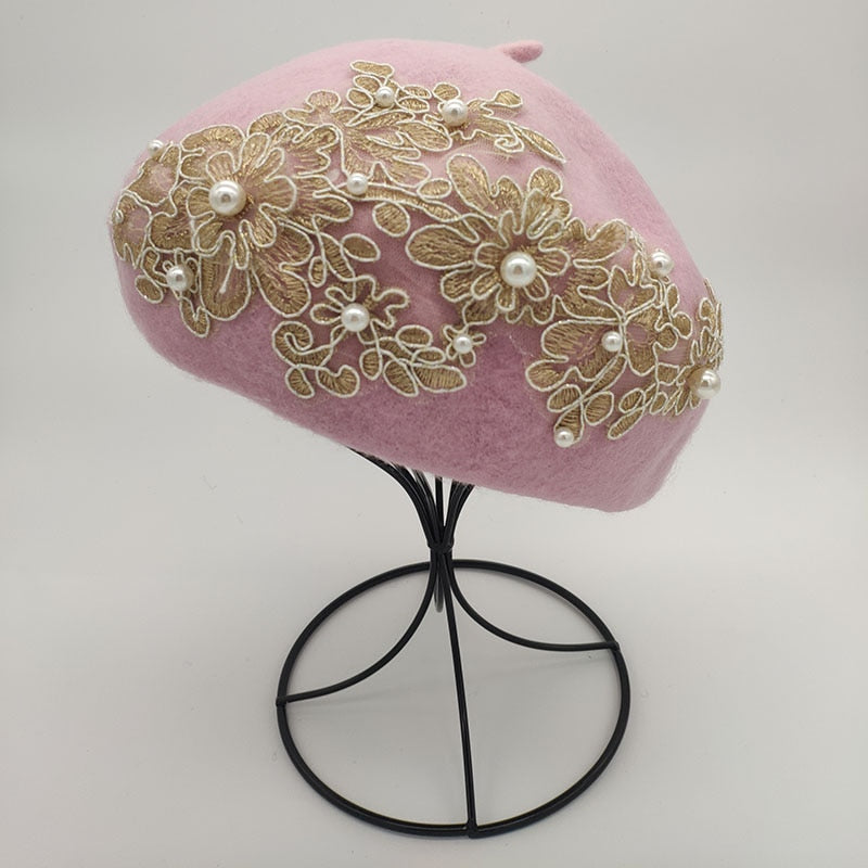 lace and pearls wool Beret