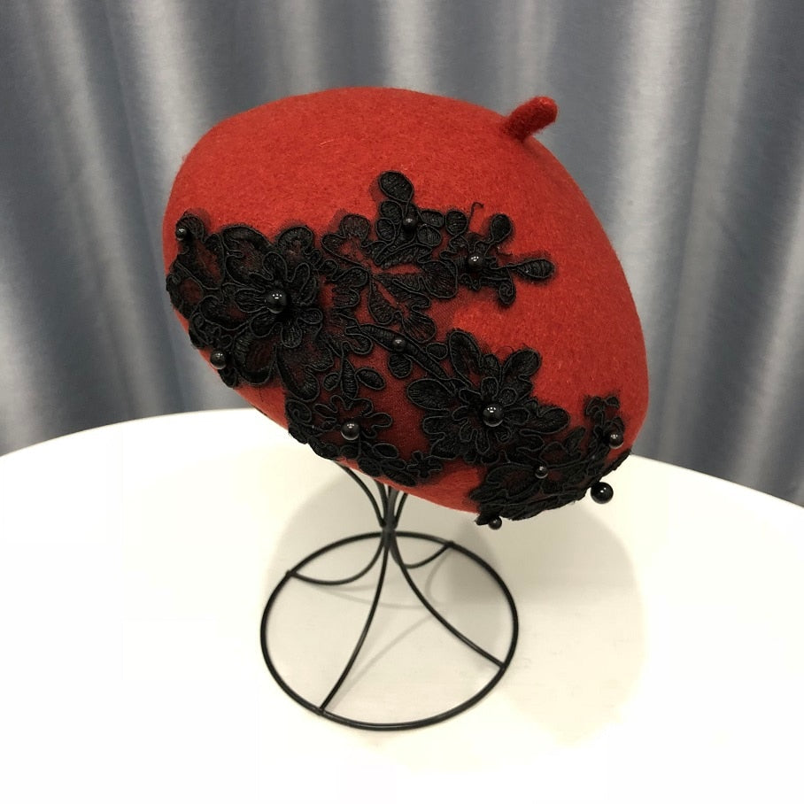 lace and pearls wool Beret