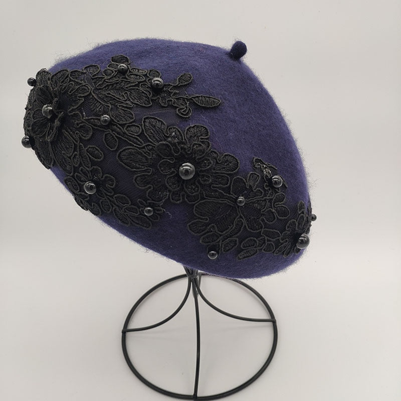 lace and pearls wool Beret