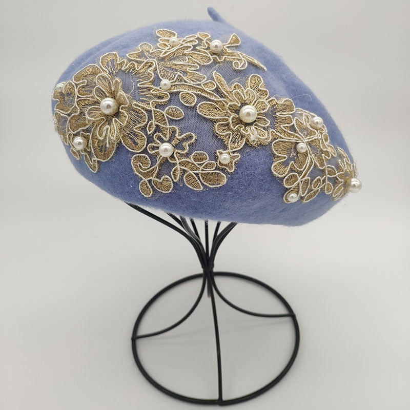 lace and pearls wool Beret