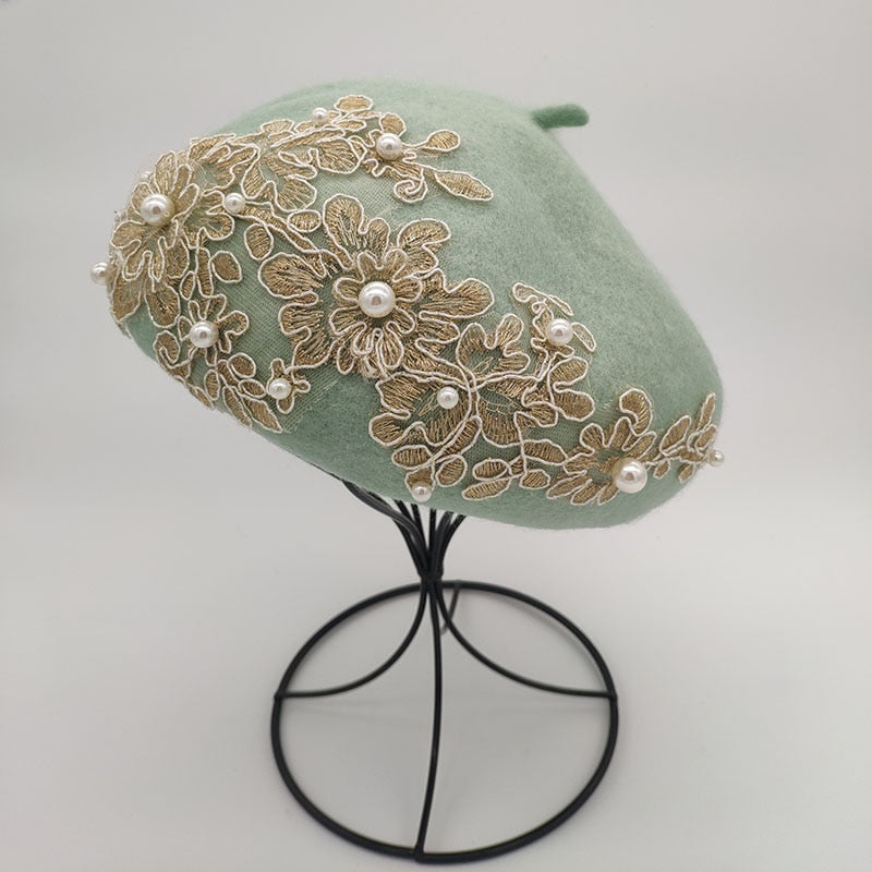 lace and pearls wool Beret