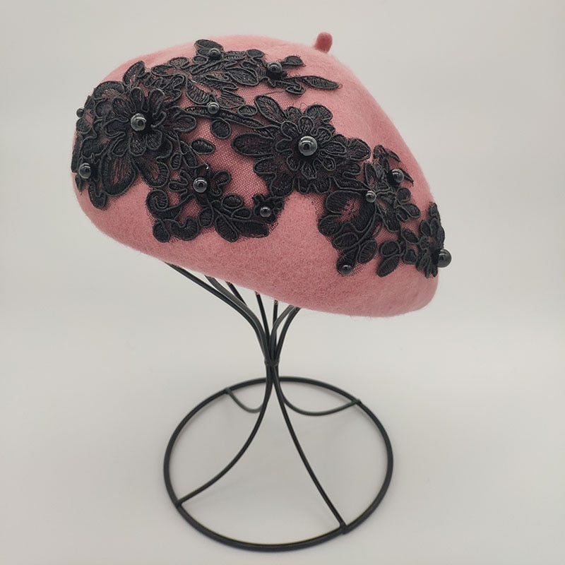 lace and pearls wool Beret