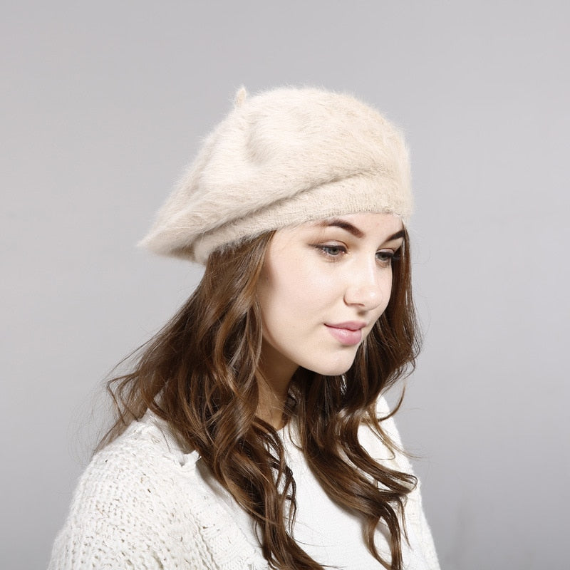 Rabbit Hair Imitation Beret For Women