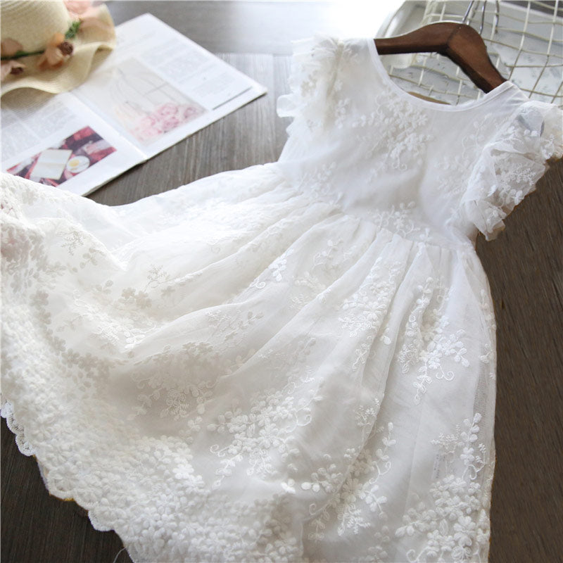 Elegant Long Sleeve Floral Lace Princess Wedding Dress