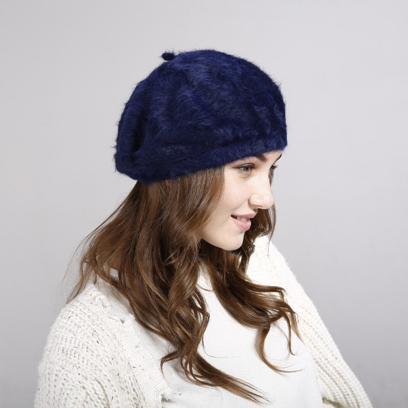 Rabbit Hair Imitation Beret For Women