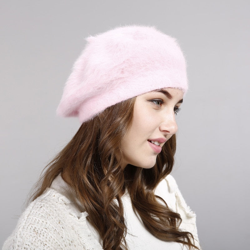 Rabbit Hair Imitation Beret For Women