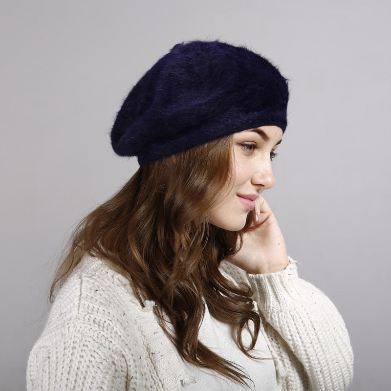 Rabbit Hair Imitation Beret For Women