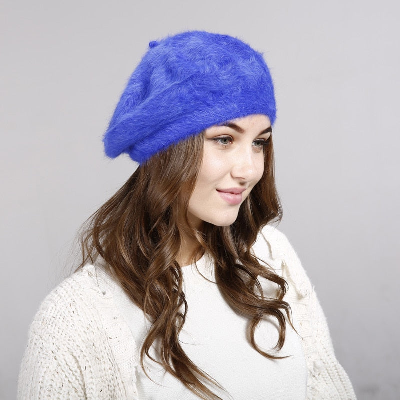 Rabbit Hair Imitation Beret For Women