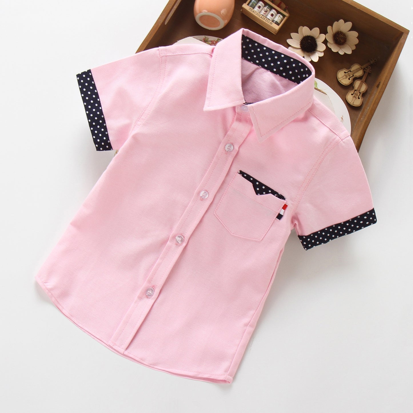 Hot Sale Children Solid Short-sleeved Shirts