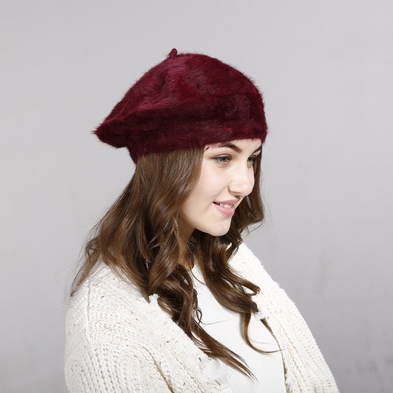 Rabbit Hair Imitation Beret For Women