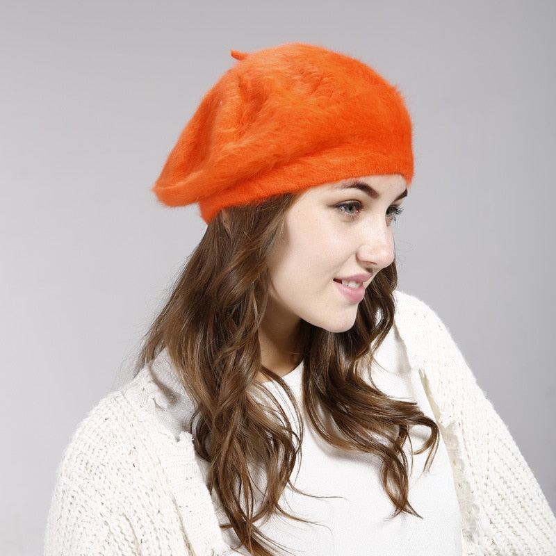 Rabbit Hair Imitation Beret For Women