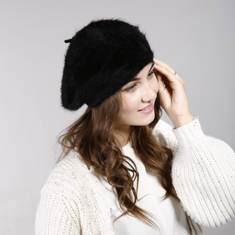 Rabbit Hair Imitation Beret For Women