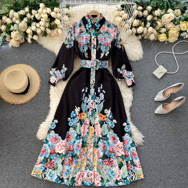 Long Sleeve Floral Print Dress