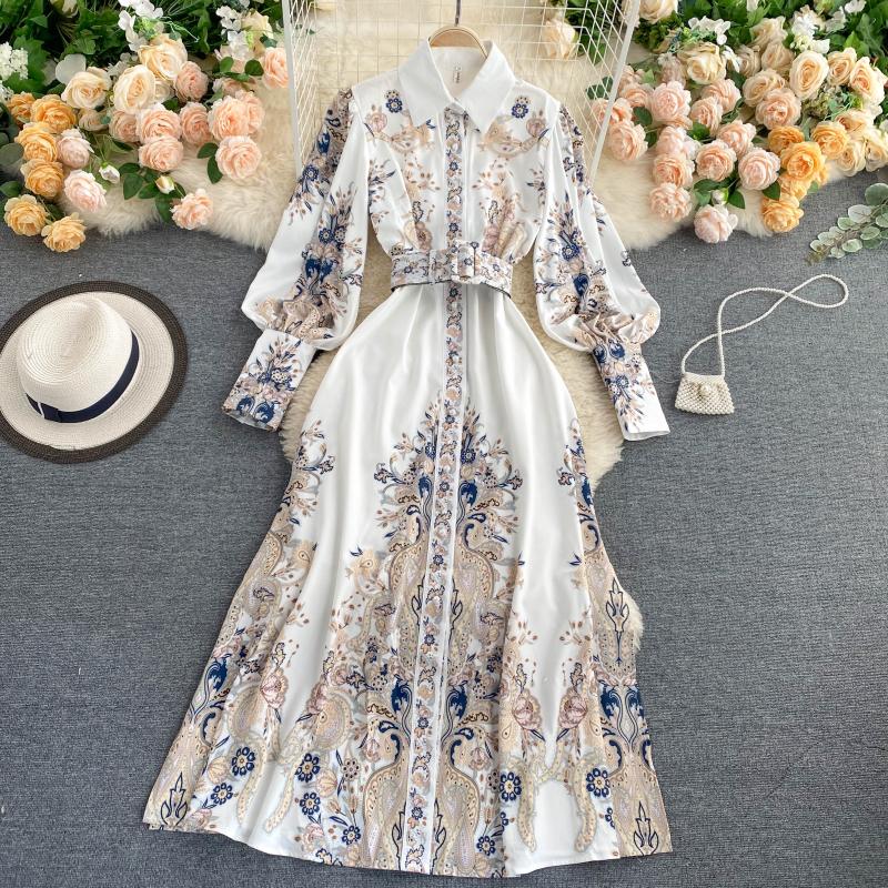 Long Sleeve Floral Print Dress