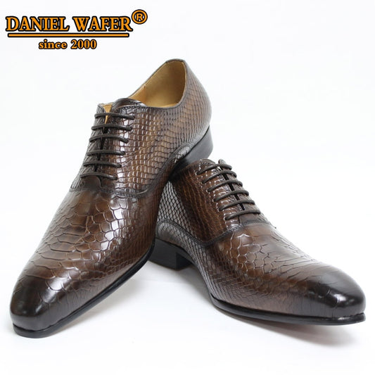 Luxury Men Oxford Shoes Snake Skin