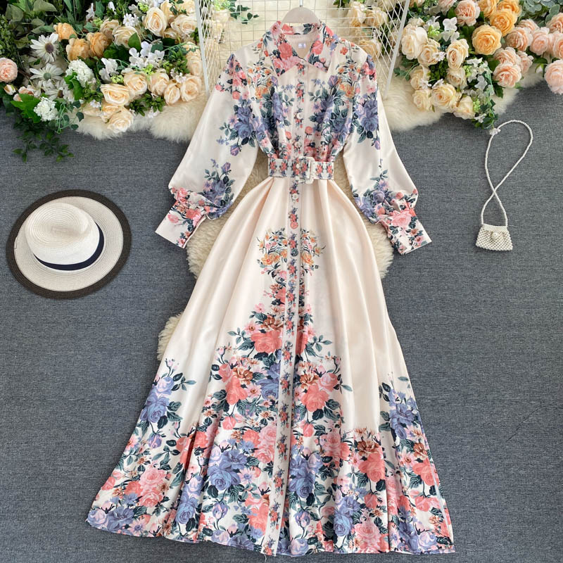 Long Sleeve Floral Print Dress