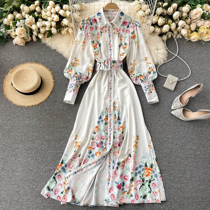 Long Sleeve Floral Print Dress