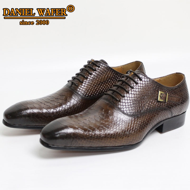 Luxury Men Oxford Shoes Snake Skin