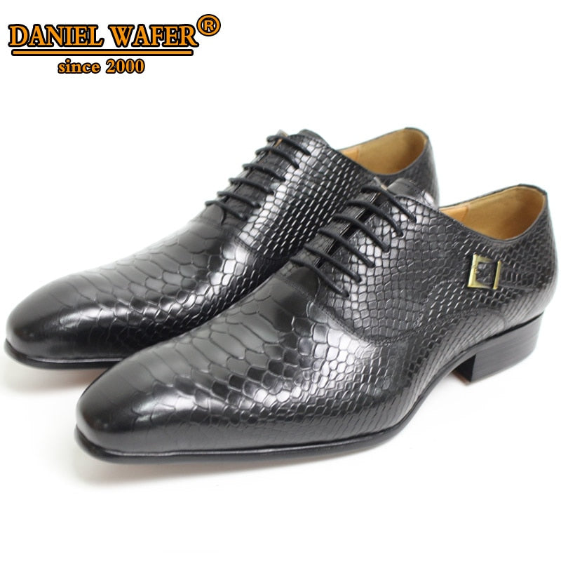 Luxury Men Oxford Shoes Snake Skin