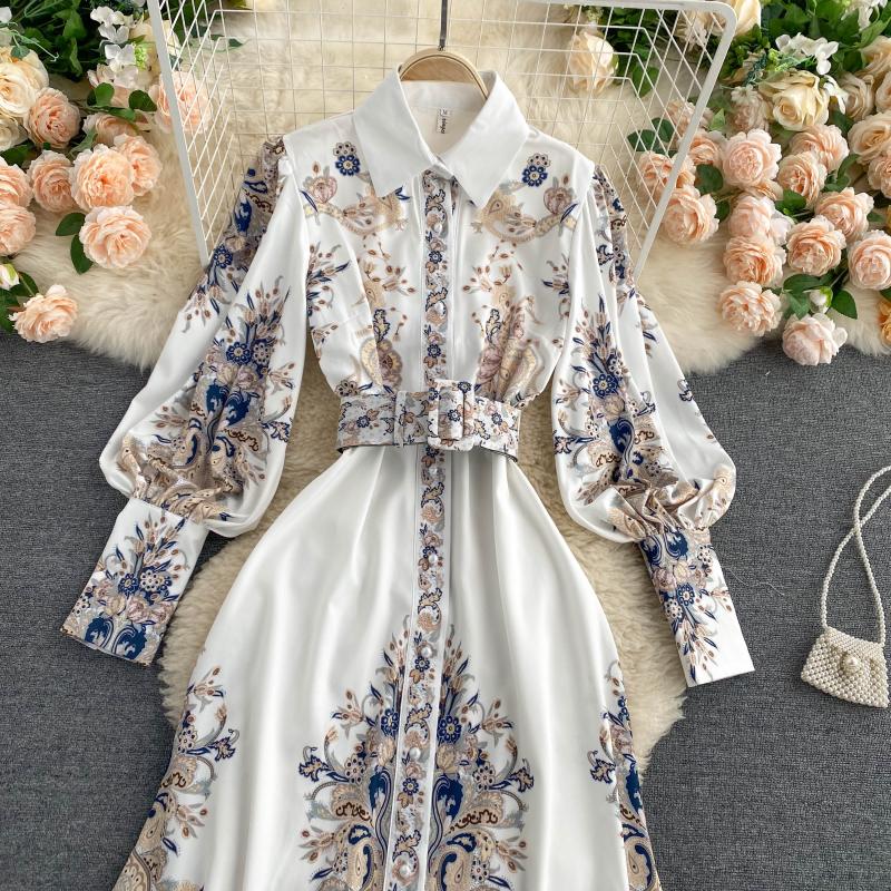 Long Sleeve Floral Print Dress