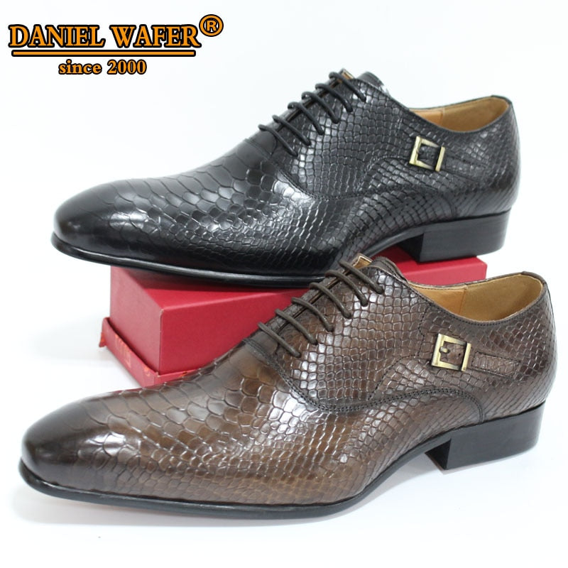 Luxury Men Oxford Shoes Snake Skin