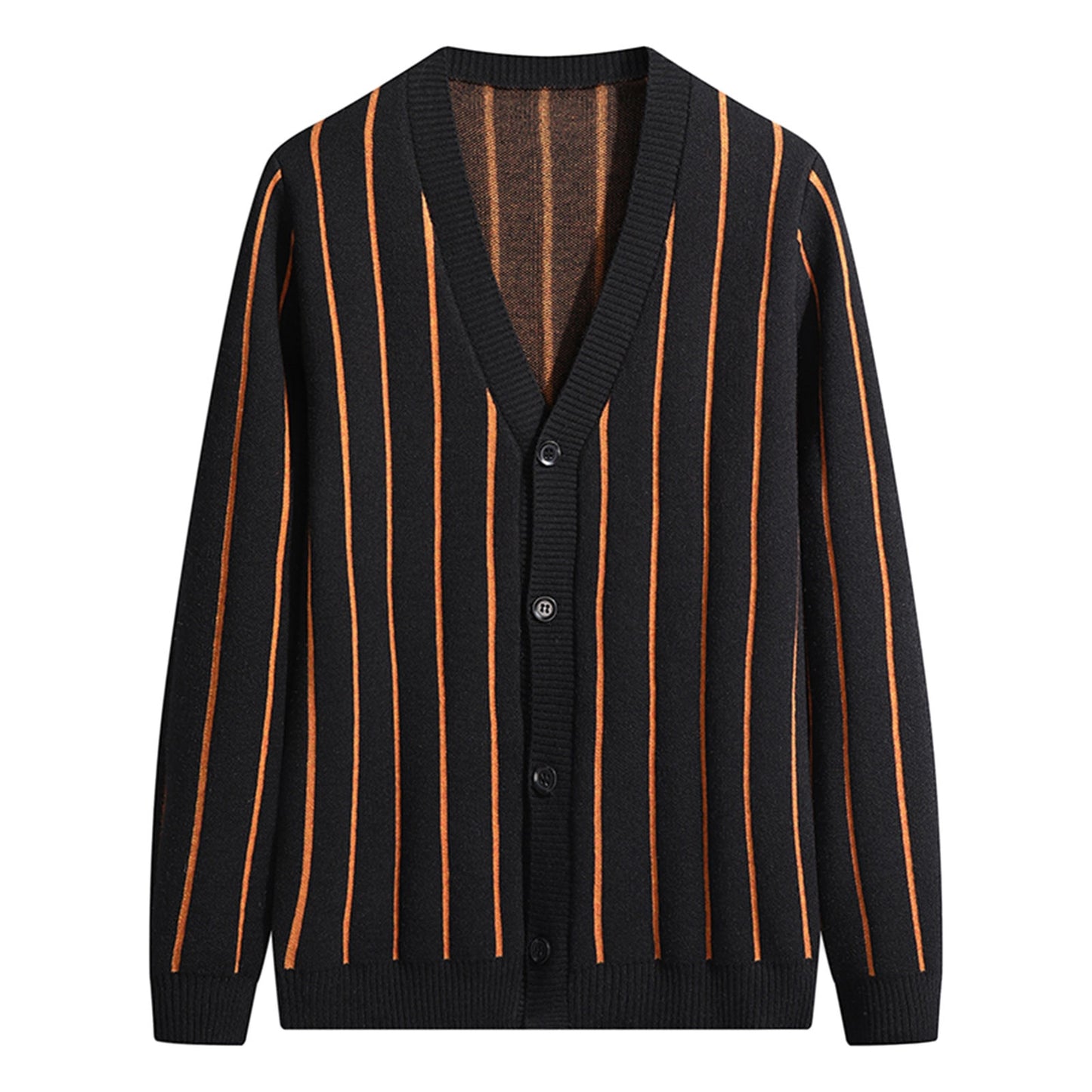 Men's Striped V Neck Single Breasted Cardigan Jacket