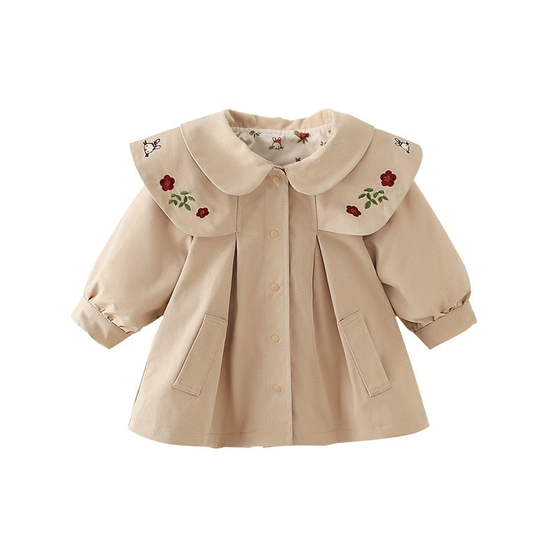 Girl Long-sleeved Embroidered Spring Coat