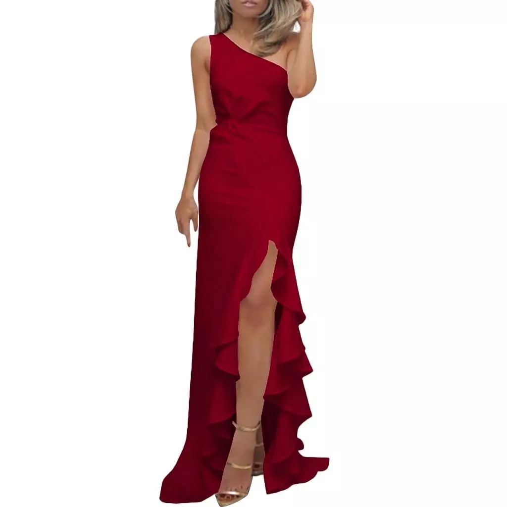 High Split Elegant Off Shoulder Evening Dress