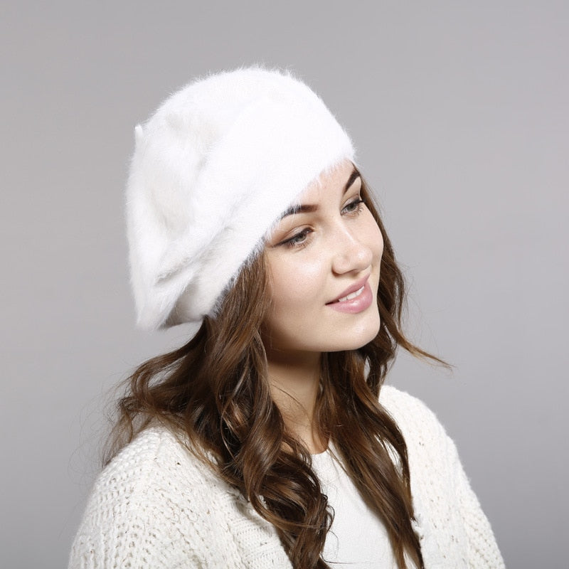 Rabbit Hair Imitation Beret For Women