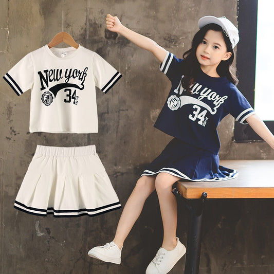 Girls 2Pcs Cheerleading Skirt Set