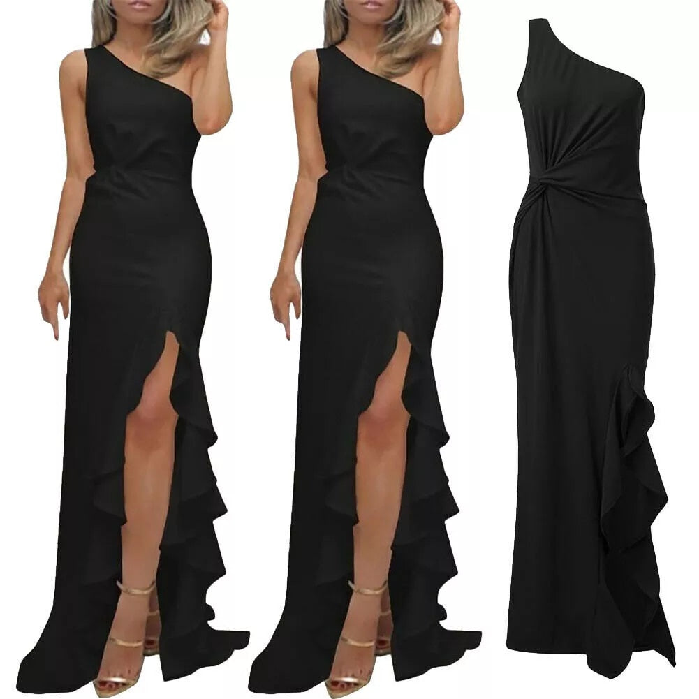 High Split Elegant Off Shoulder Evening Dress