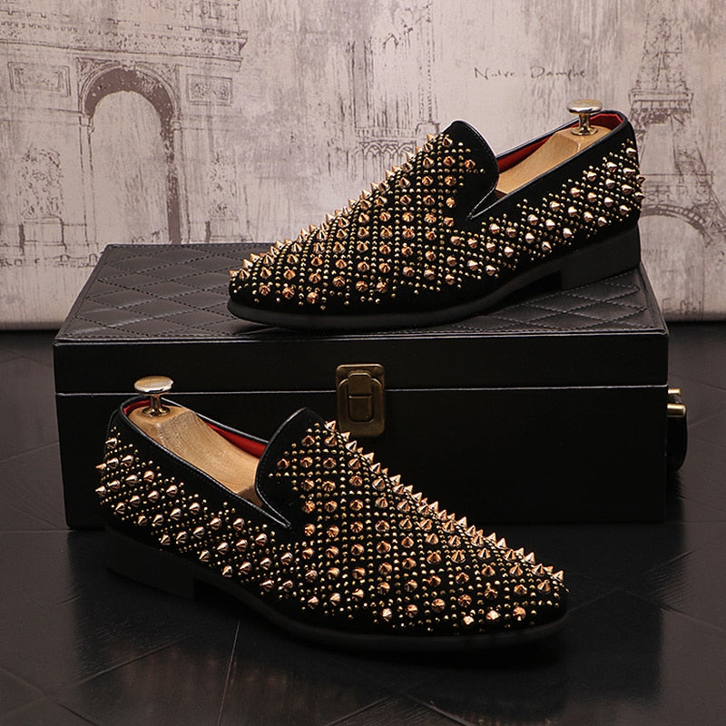 Luxury Handmade Men Spiked Loafers