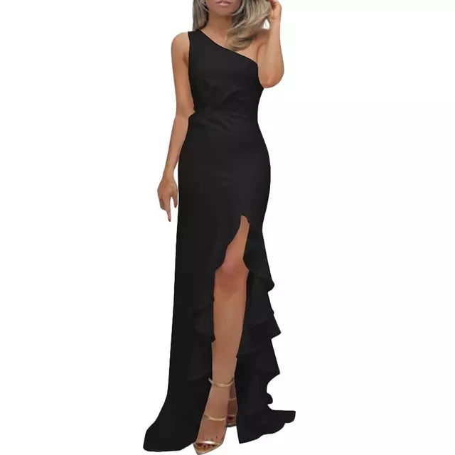 High Split Elegant Off Shoulder Evening Dress