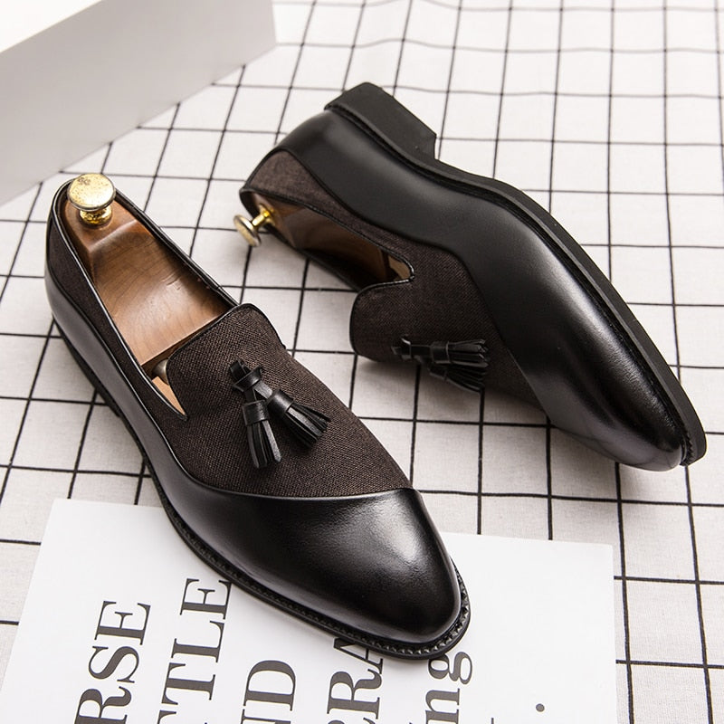 Classic Leather Mens Slip-On Oxfords Shoes