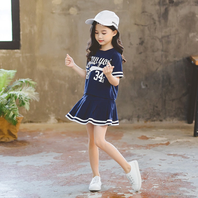 Girls 2Pcs Cheerleading Skirt Set