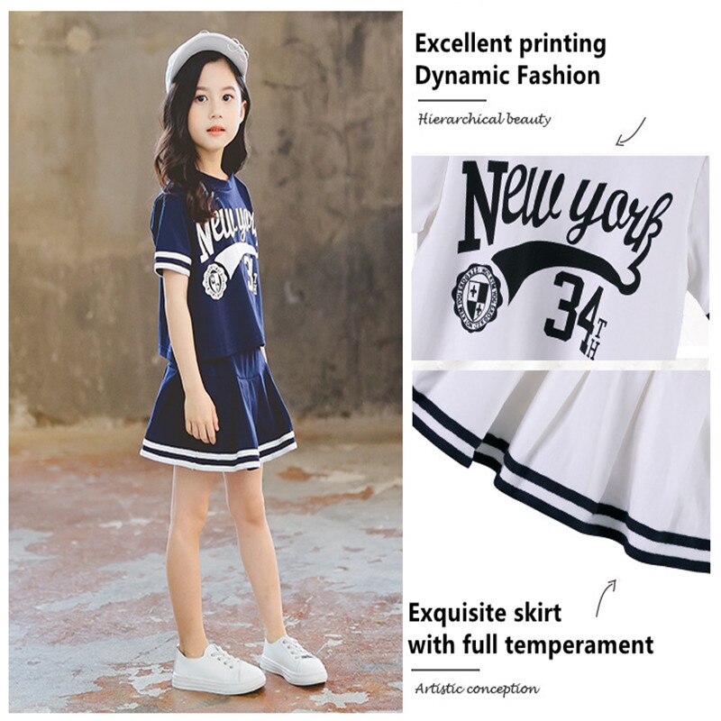 Girls 2Pcs Cheerleading Skirt Set