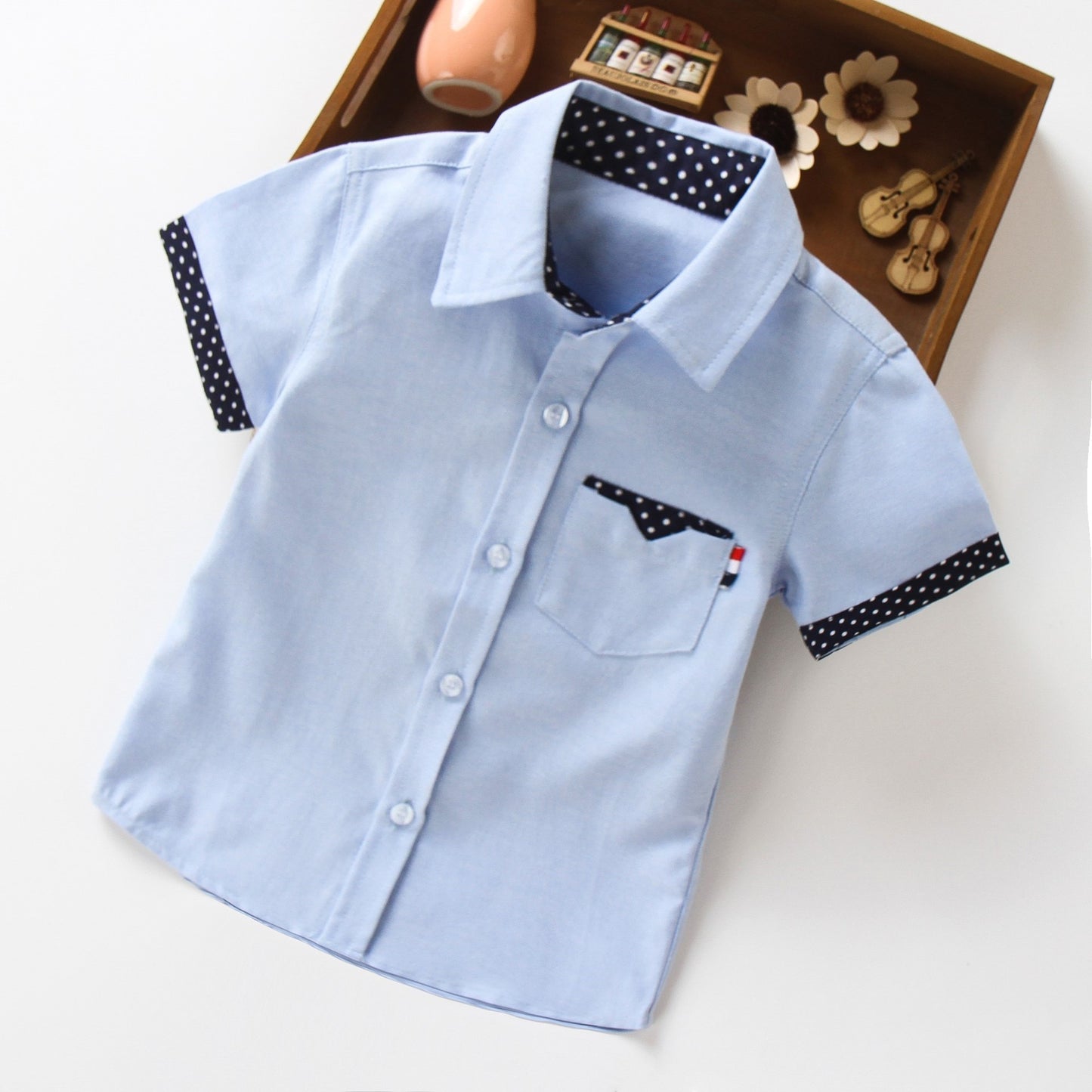 Hot Sale Children Solid Short-sleeved Shirts