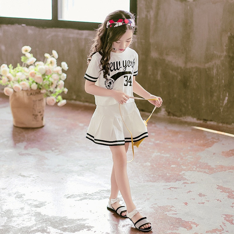 Girls 2Pcs Cheerleading Skirt Set