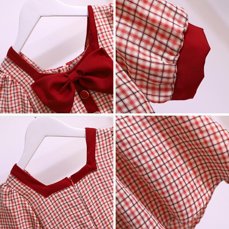 Short Sleeve Bow Princess Paid Dress