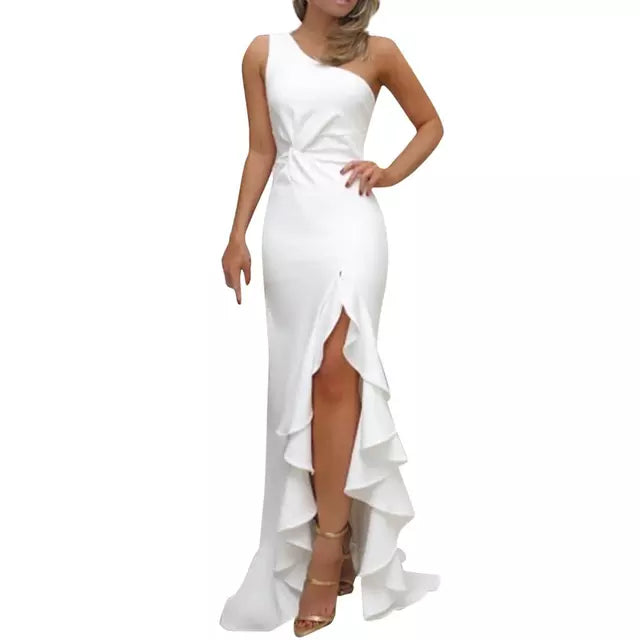 High Split Elegant Off Shoulder Evening Dress