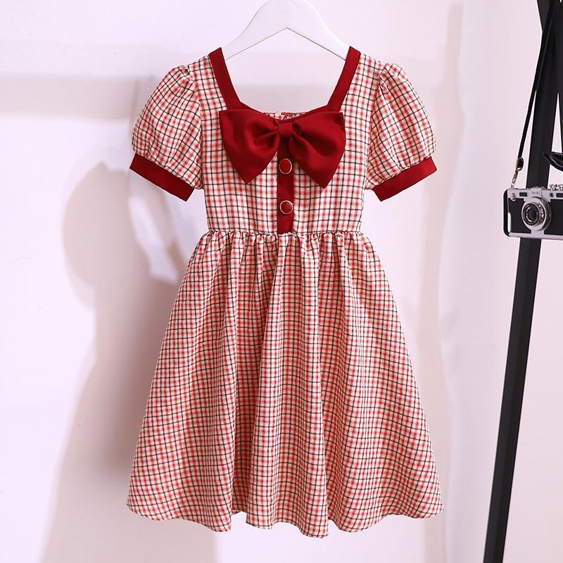 Short Sleeve Bow Princess Paid Dress