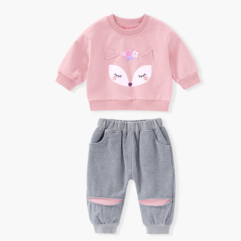 Kawaii Fox Sweatshirt Trousers Set