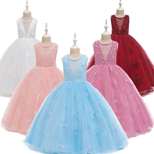 Sleeveless Elegant Princess Long Tulle Ceremony Dresses