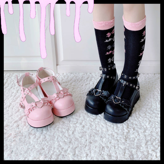 Gothic Punk Lolita T-Strap Shoes