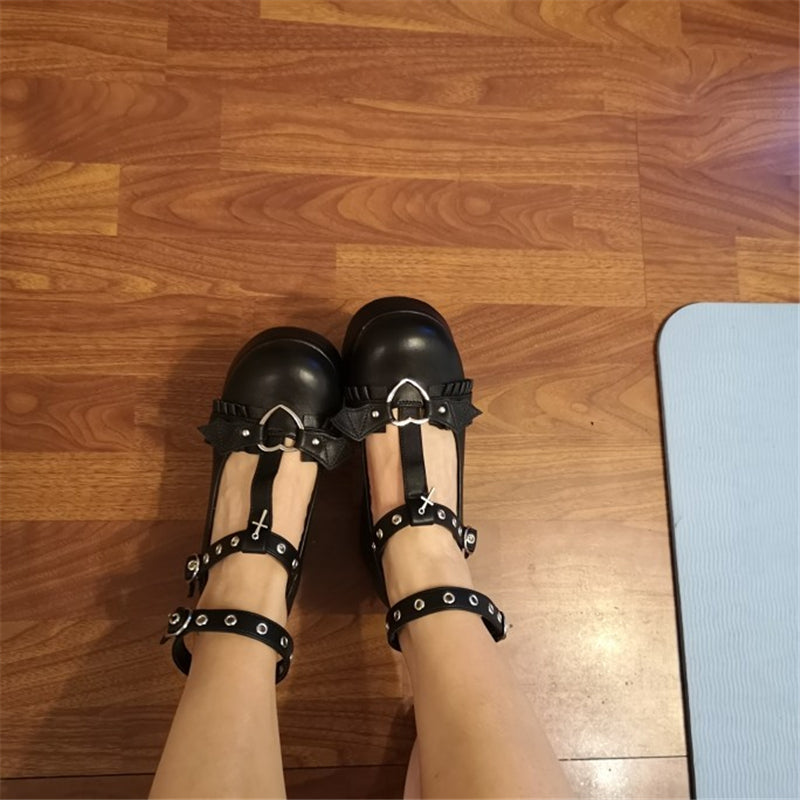 Gothic Punk Lolita T-Strap Shoes